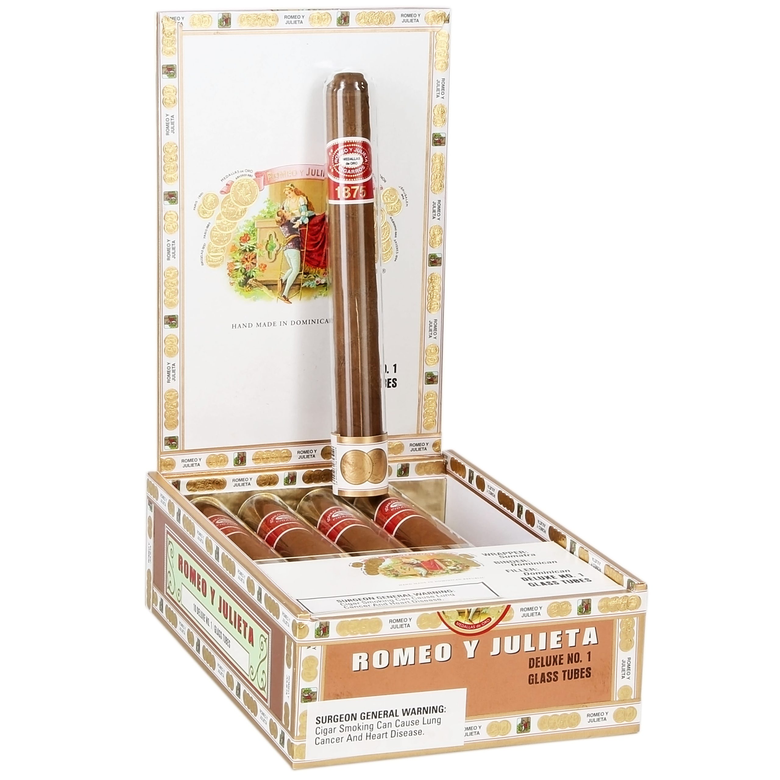 Romeo y Julieta 1875 Deluxe No. 2 Glass Tubos 10 Điếu